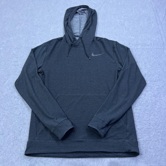 Nike Hoodie Men's Large Gray Tech Dri-Fit Swoosh Pullover Sweatshirt 849872 - Picture 1 of 11
